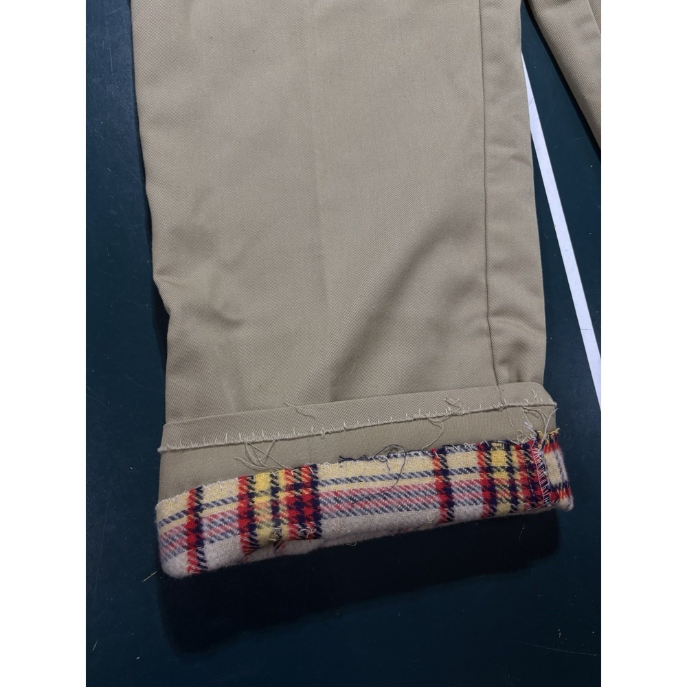 Vintage 70s Dickies Chino Work Pants Plaid Flannel Lined Men's 36x28 Talon Rare - Picture 9 of 16